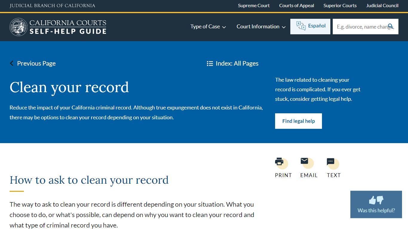 Clean your record | California Courts | Self Help Guide